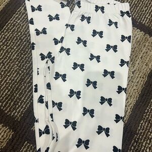 Janie and Jack White Leggings with Black Bow Print